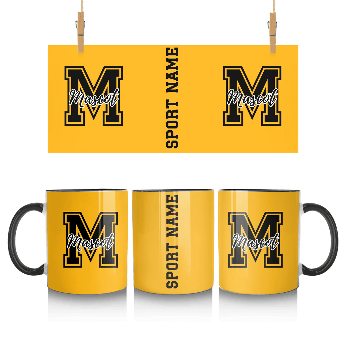 Custom School Mascot Mug With Large Initial and Mascot Name