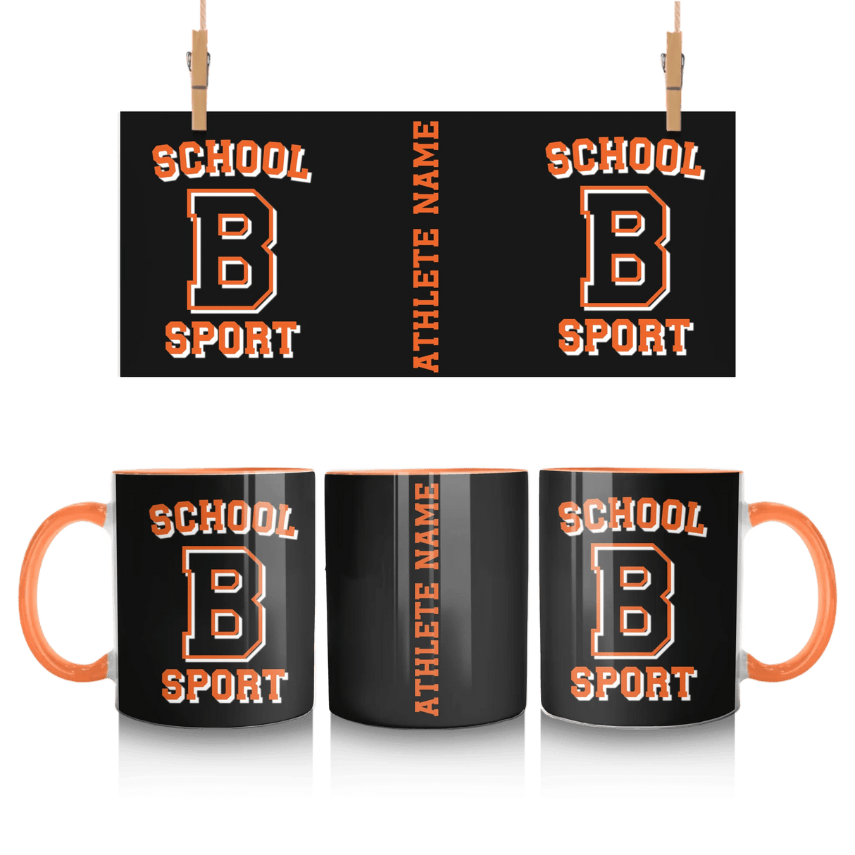 Custom School Spirit Mug With School, Initial & Sport Name With Collegiate Letter Design
