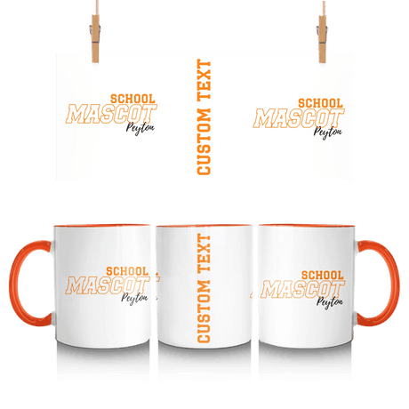 Custom School Spirit Mug With School and Mascot with Outline Design