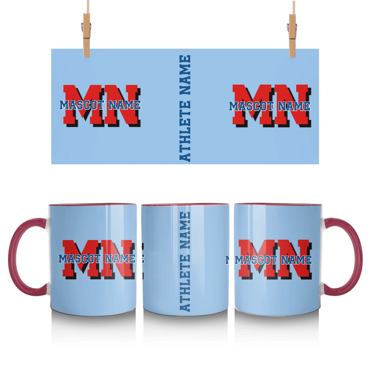 Custom School Mascot Mug With Initials and Mascot Name