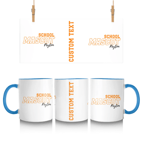 Custom School Spirit Mug With School and Mascot with Outline Design