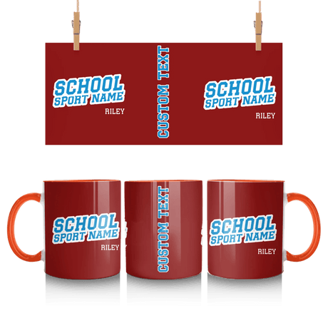 Custom School Spirit Mug With School and Mascot Name With Slanted Block Varsity Design