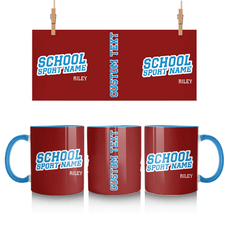 Custom School Spirit Mug With School and Mascot Name With Slanted Block Varsity Design