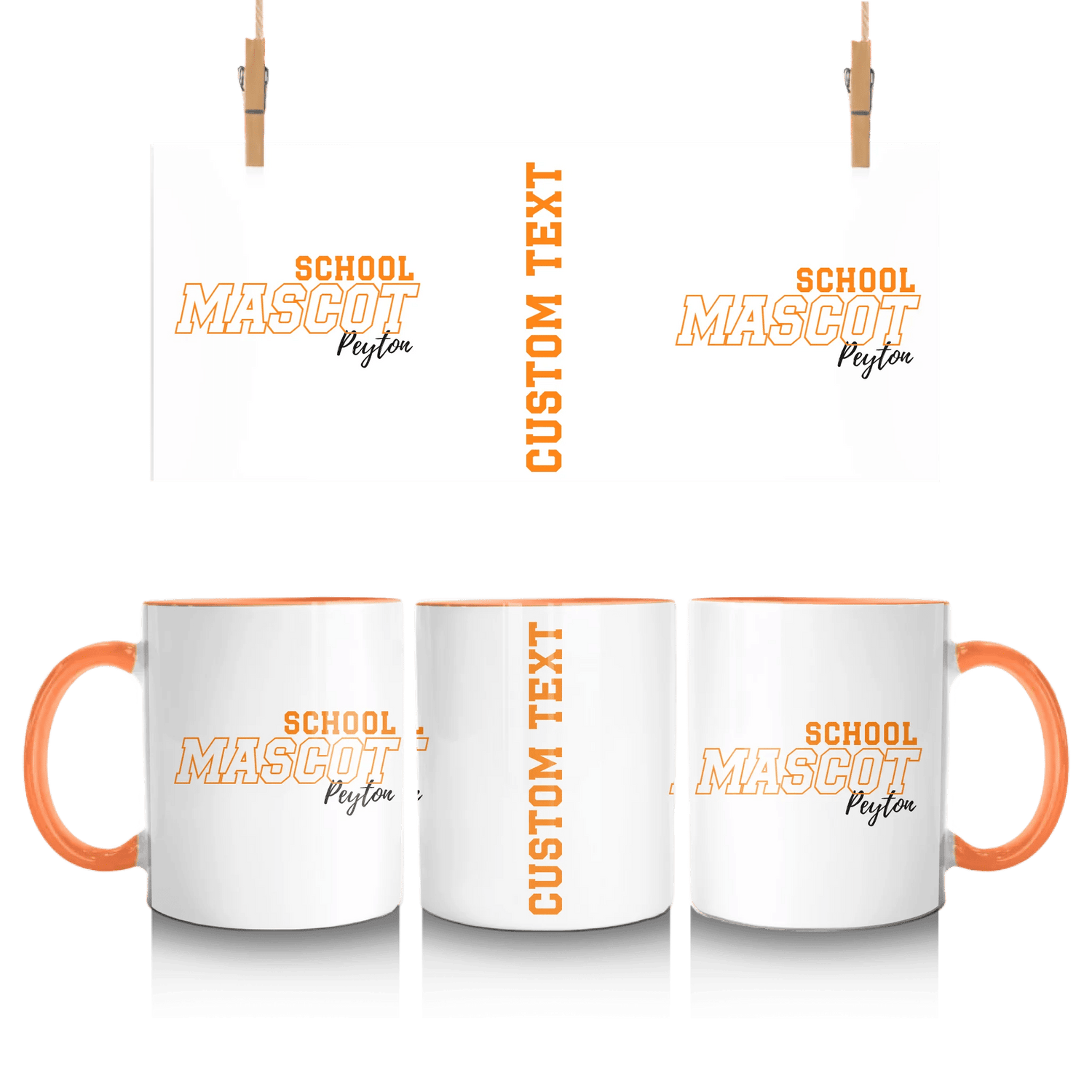 Custom School Spirit Mug With School and Mascot with Outline Design