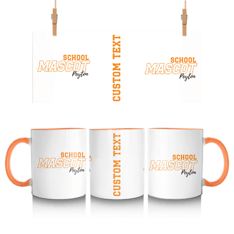 Custom School Spirit Mug With School and Mascot with Outline Design