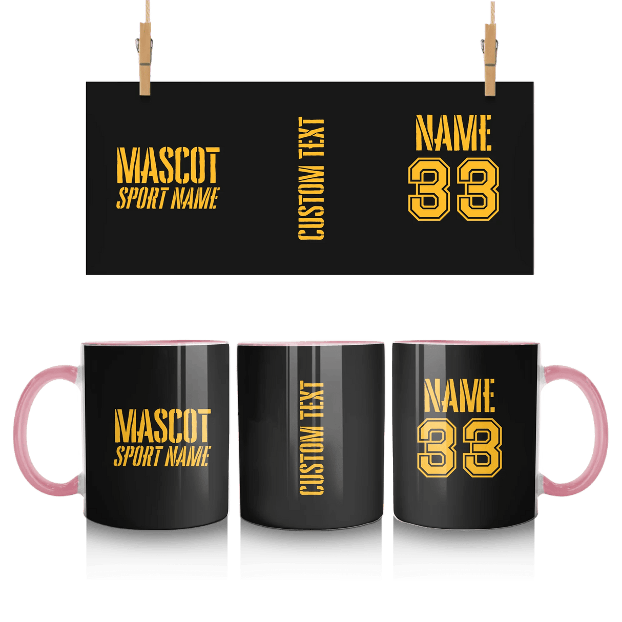 Custom School Spirit Mug With Mascot and Sport With Stencil Design