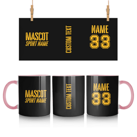 Custom School Spirit Mug With Mascot and Sport With Stencil Design