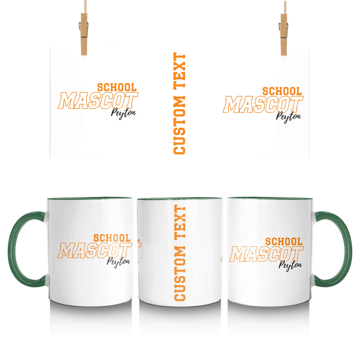 Custom School Spirit Mug With School and Mascot with Outline Design