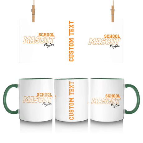 Custom School Spirit Mug With School and Mascot with Outline Design