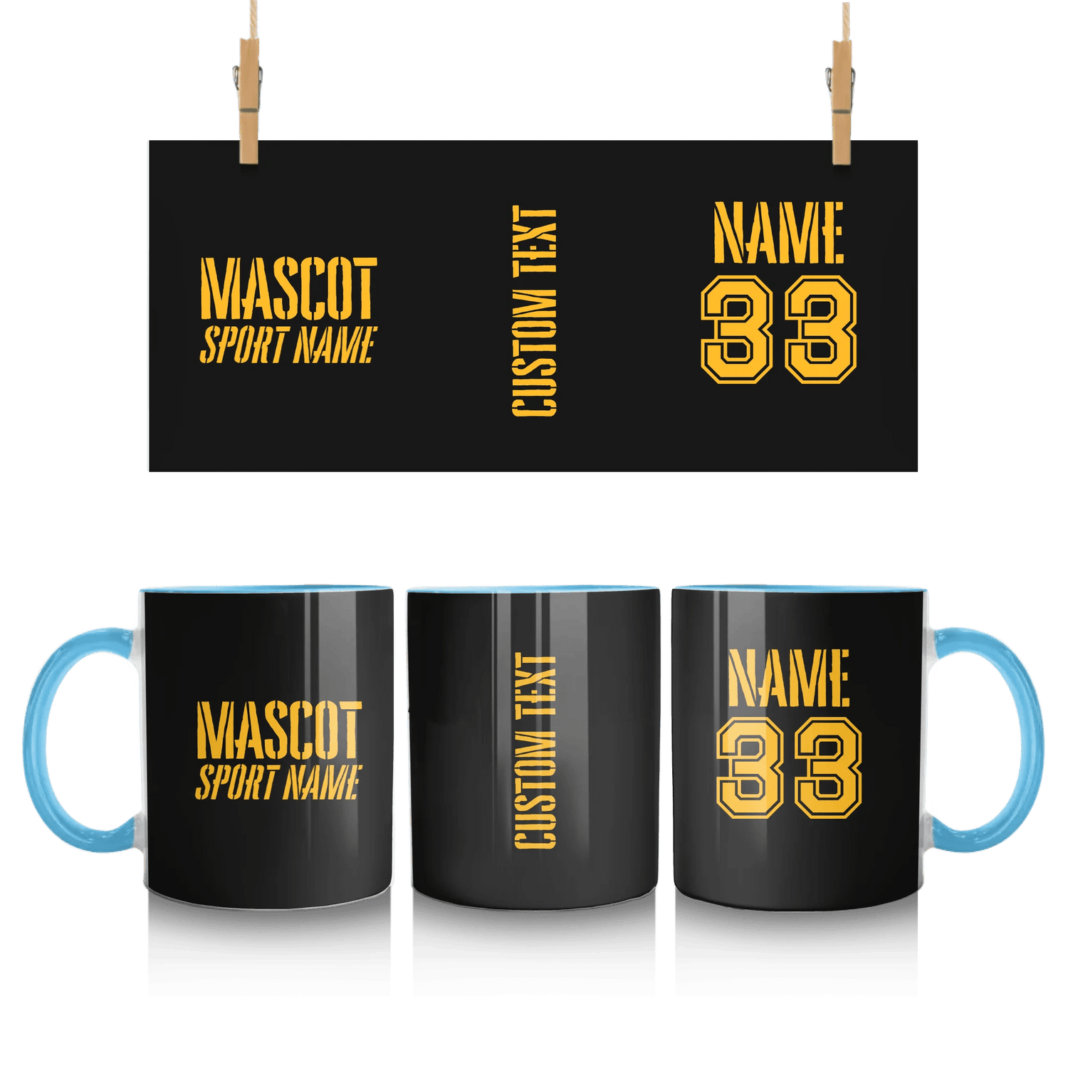 Custom School Spirit Mug With Mascot and Sport With Stencil Design