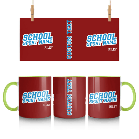 Custom School Spirit Mug With School and Mascot Name With Slanted Block Varsity Design
