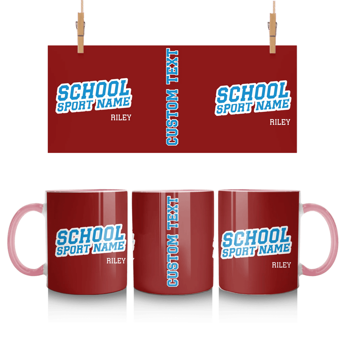 Custom School Spirit Mug With School and Mascot Name With Slanted Block Varsity Design