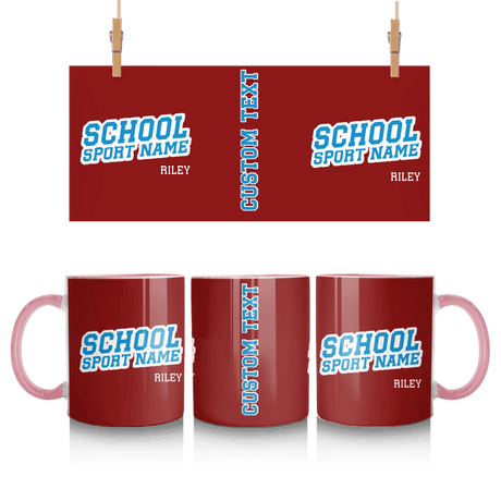 Custom School Spirit Mug With School and Mascot Name With Slanted Block Varsity Design