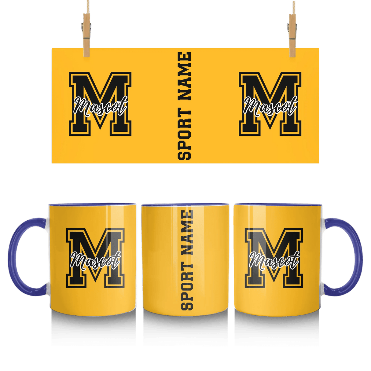 Custom School Mascot Mug With Large Initial and Mascot Name