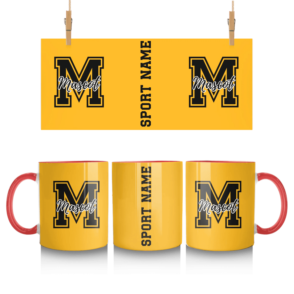 Custom School Mascot Mug With Large Initial and Mascot Name