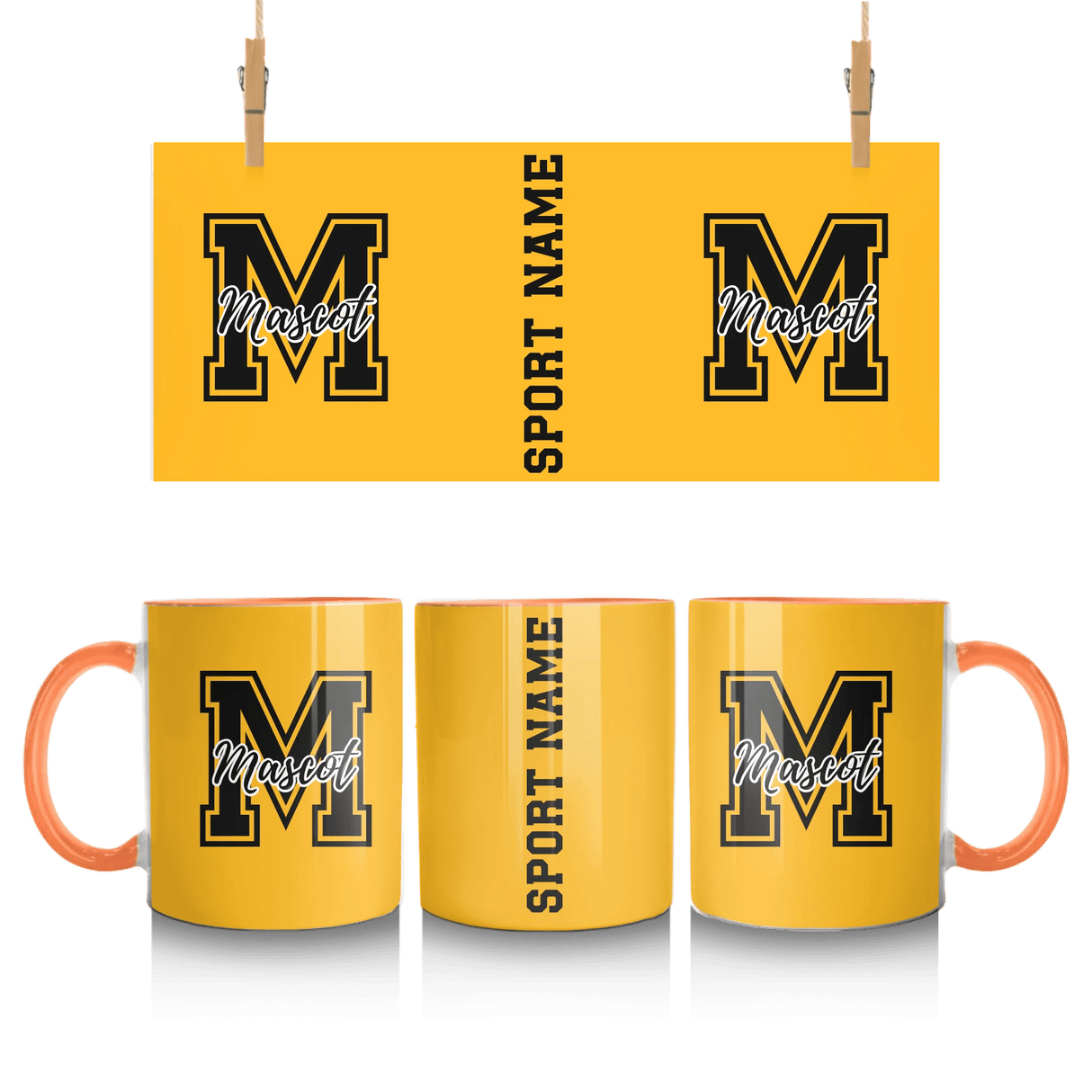 Custom School Mascot Mug With Large Initial and Mascot Name