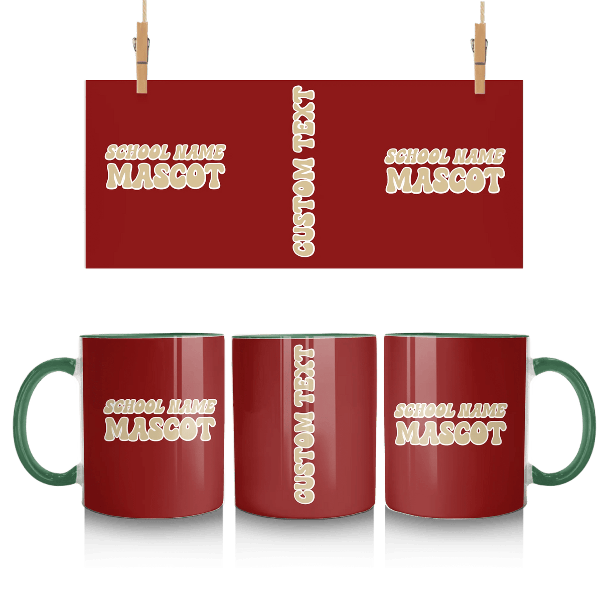 Custom School Spirit Mug With School and Mascot Name With Retro Design