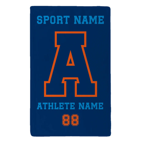 Custom School Spirit Rally Towel With Initial & Sport With Classic Letter Block Design