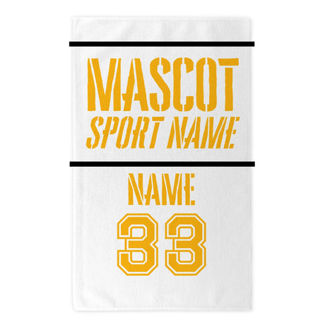 Custom School Spirit Rally Towel With Mascot and Sport With Stencil Design