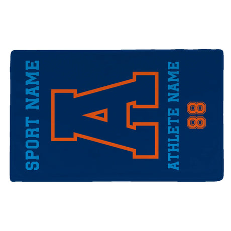Custom School Spirit Rally Towel With Initial & Sport With Classic Letter Block Design