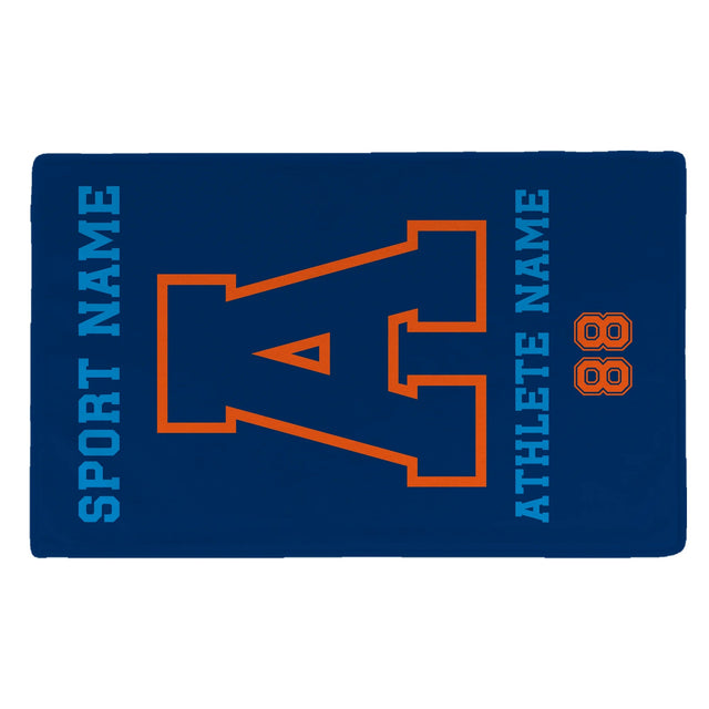 Custom School Spirit Rally Towel With Initial & Sport With Classic Letter Block Design
