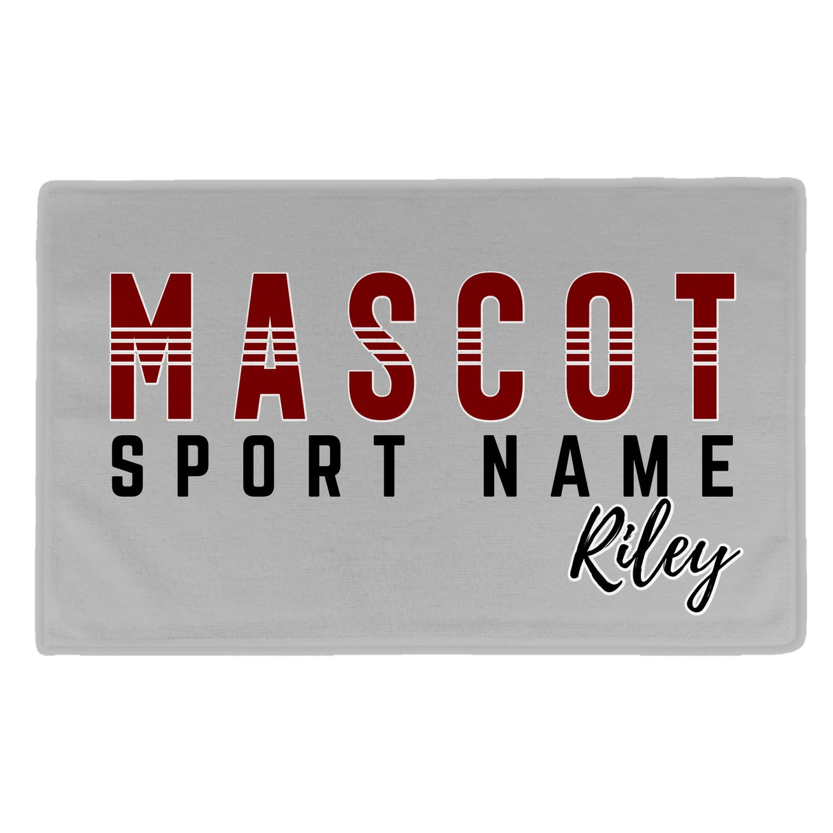 Custom School Spirit Rally Towel With Mascot and Sport With Striped Text Design
