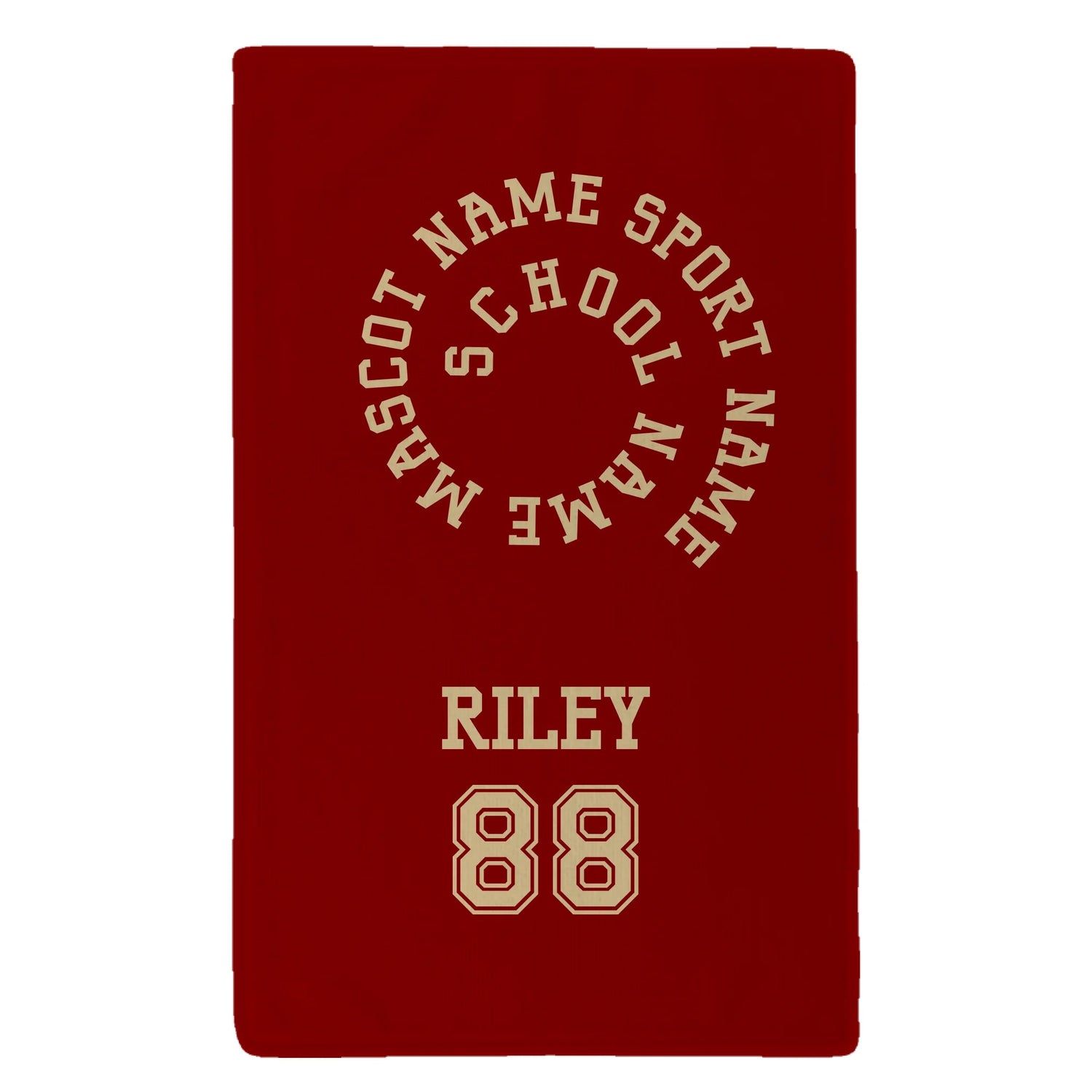 Custom School Spirit Rally Towel With Spiral Text Design