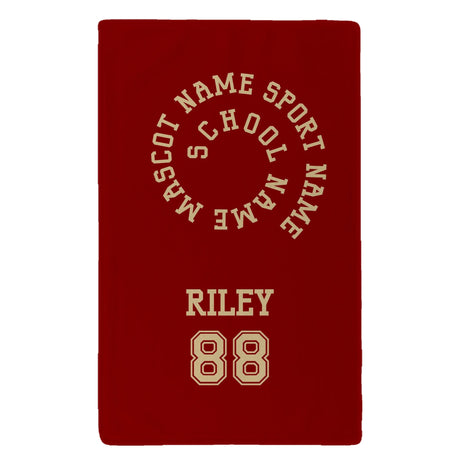 Custom School Spirit Rally Towel With Spiral Text Design