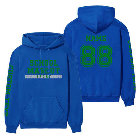Custom School Spirit on a Hoodie With Mascot & Sport Name With Bold Varsity Design on a Hoodie