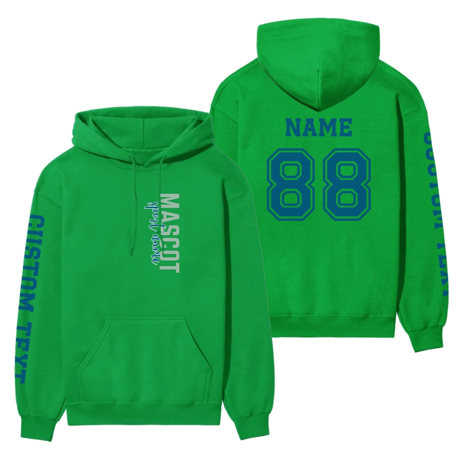 Custom School Spirit on a Hoodie With Mascot & Sport Name With Modern Vertical Design on a Hoodie
