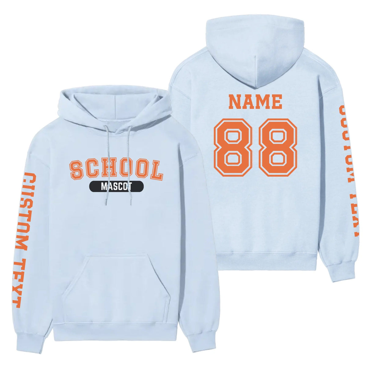 Custom School Spirit on a Hoodie With School and Mascot With Classic Design on a Hoodie