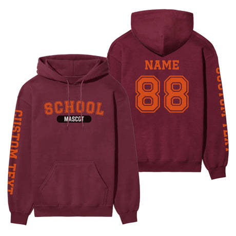 Custom School Spirit on a Hoodie With School and Mascot With Classic Design on a Hoodie