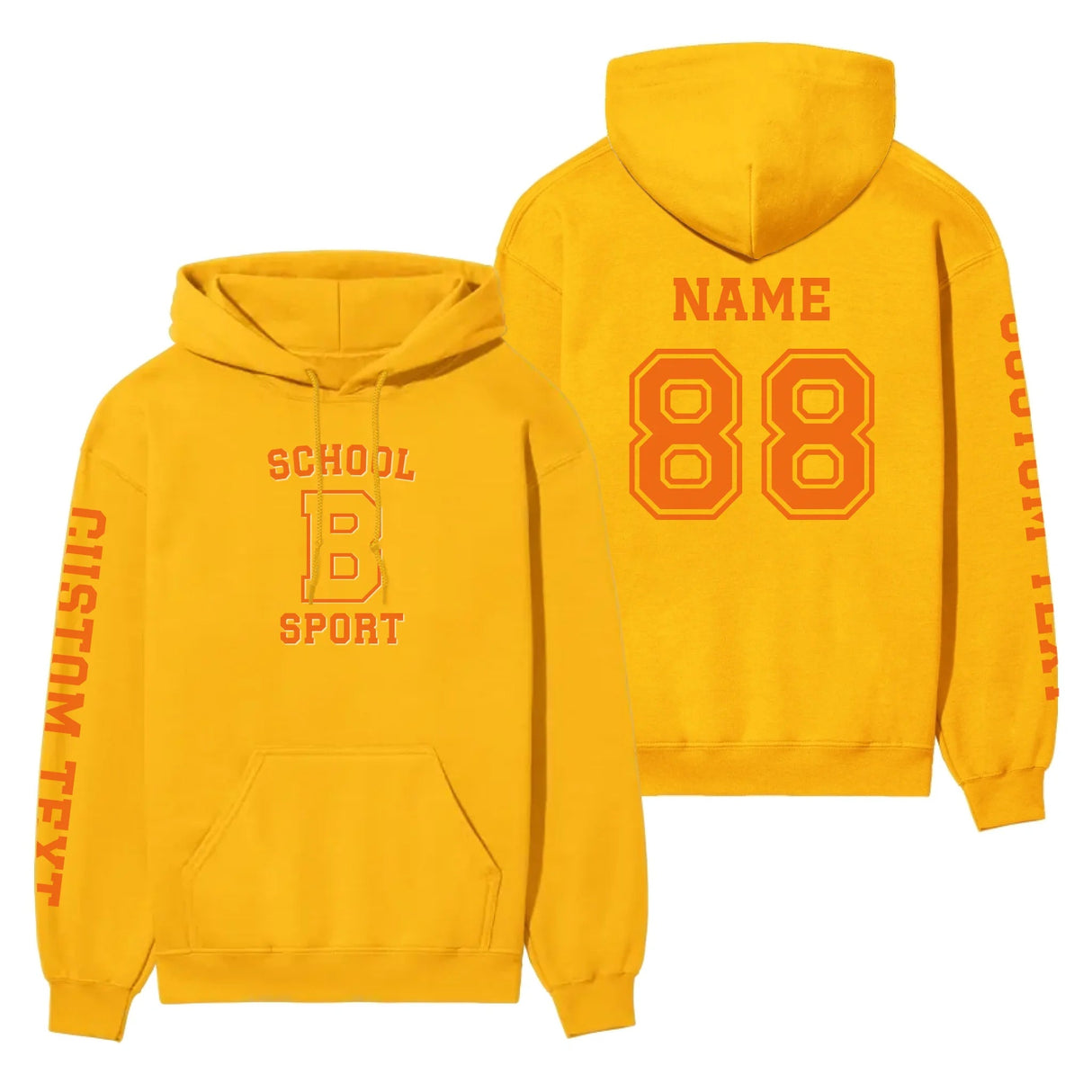 Custom School Spirit on a Hoodie With School, Initial & Sport Name With Collegiate Letter Design on a Hoodie