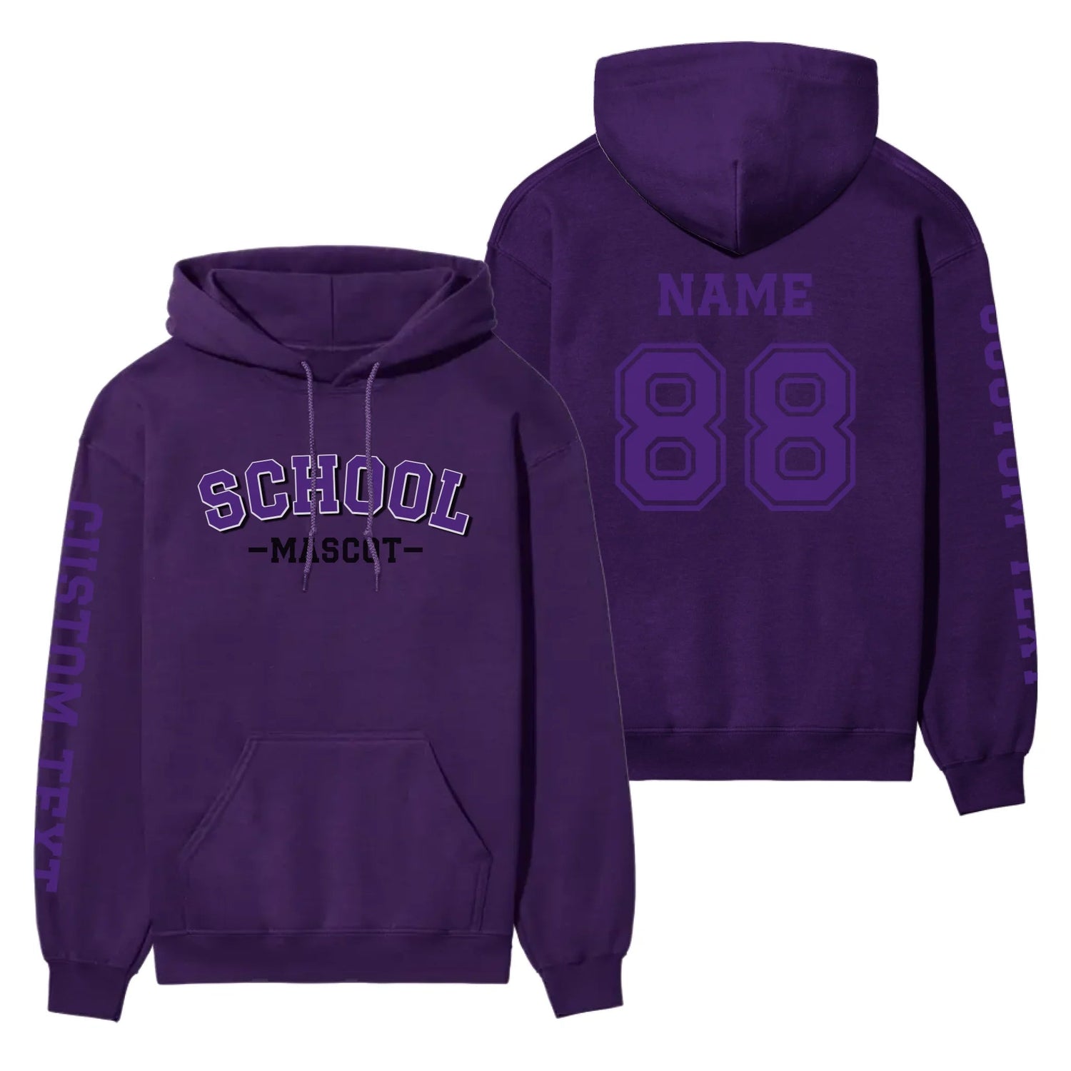 Custom School Spirit on a Hoodie With School and Mascot Name With Classic Arch Design on a Hoodie