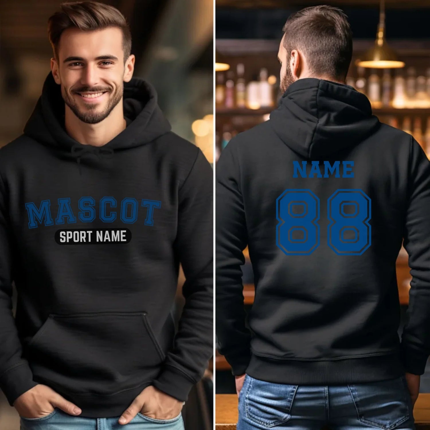Custom School Spirit on a Hoodie With Mascot and Sport With Classic Design on a Hoodie