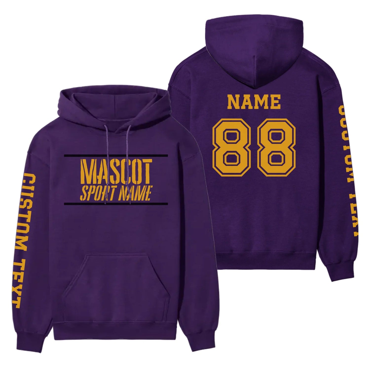 Custom School Spirit on a Hoodie With Mascot and Sport With Stencil Design on a Hoodie