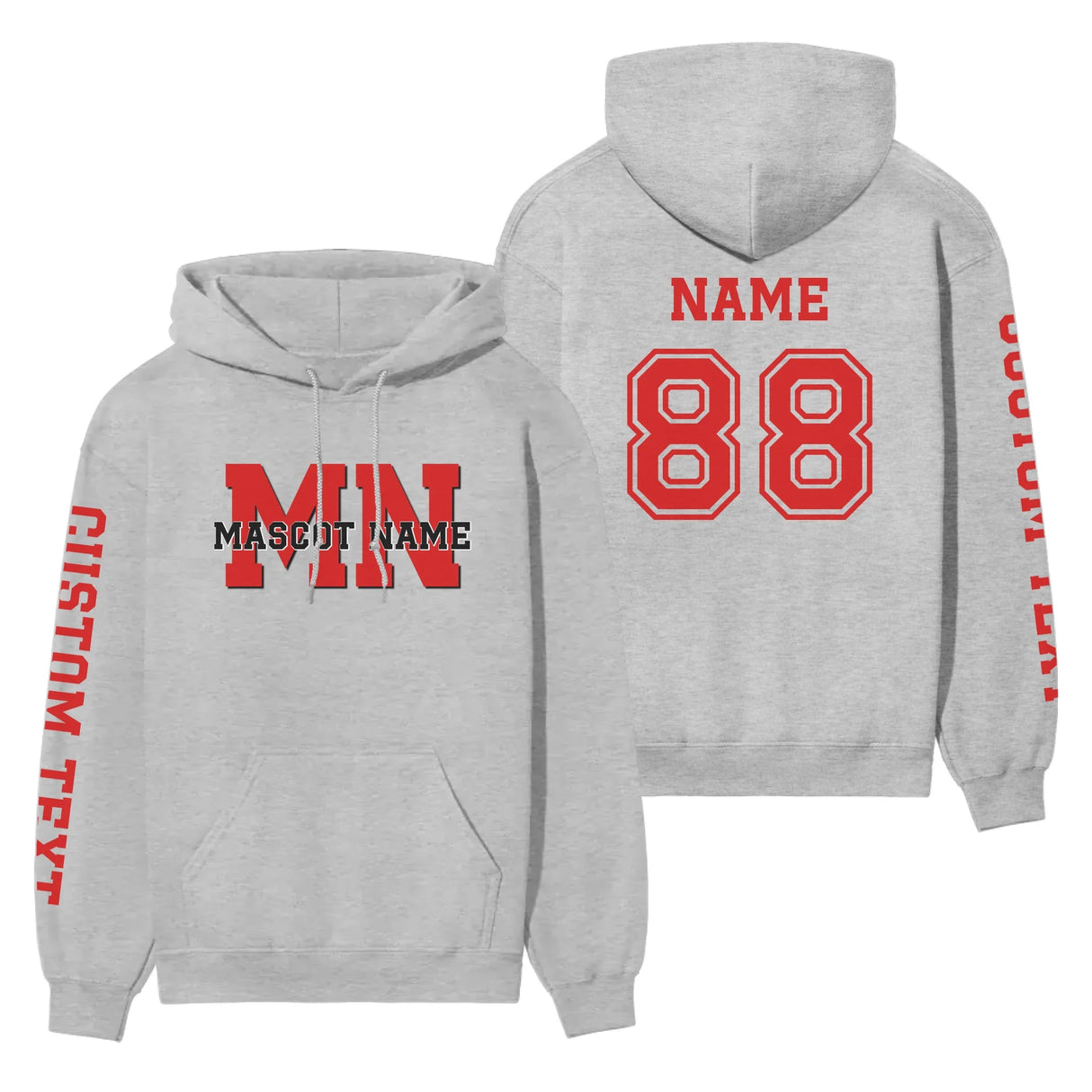 Custom School Mascot on a Hoodie With Initials and Mascot Name on a Hoodie