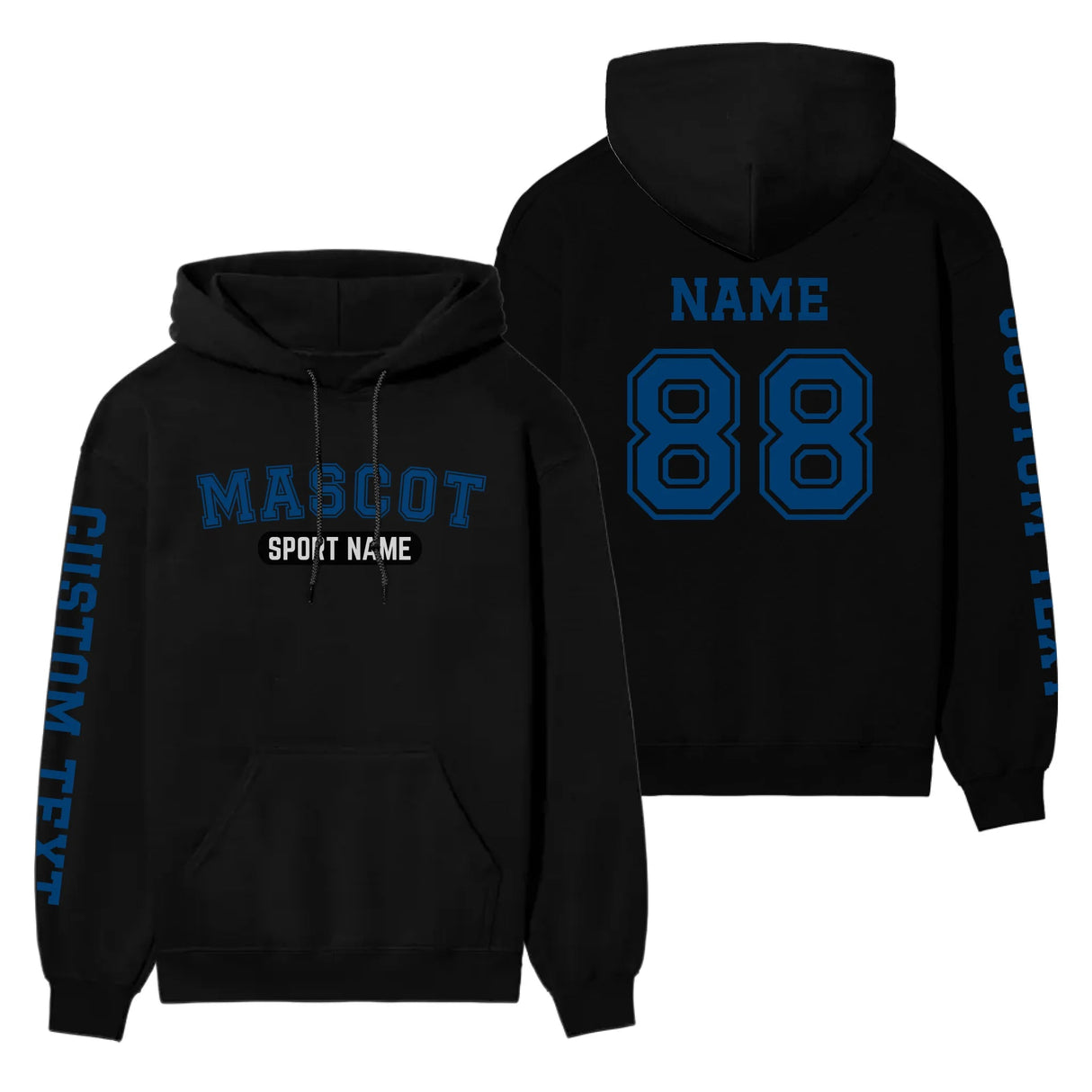 Custom School Spirit on a Hoodie With Mascot and Sport With Classic Design on a Hoodie