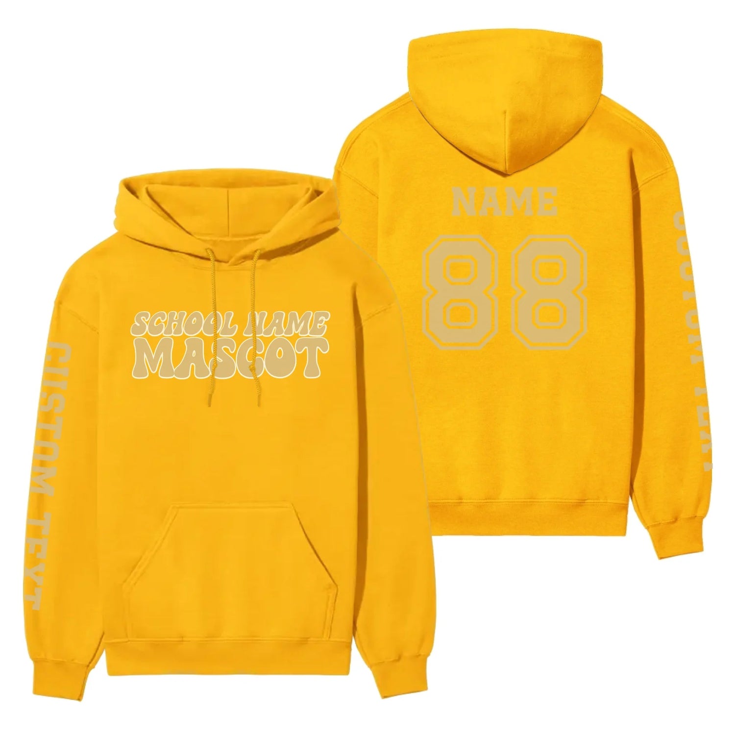 Custom School Spirit on a Hoodie With School and Mascot Name With Retro Design on a Hoodie