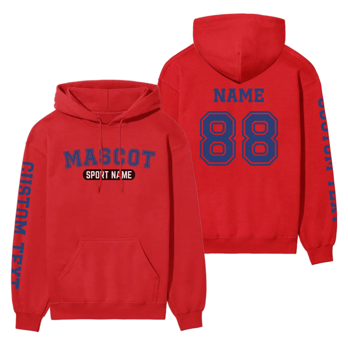 Custom School Spirit on a Hoodie With Mascot and Sport With Classic Design on a Hoodie
