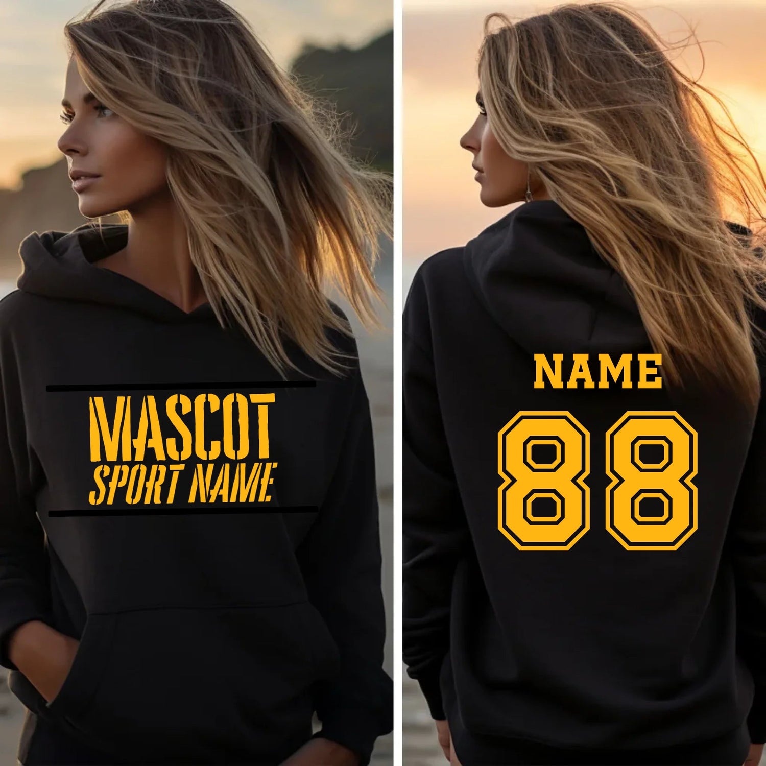 Custom School Spirit on a Hoodie With Mascot and Sport With Stencil Design on a Hoodie