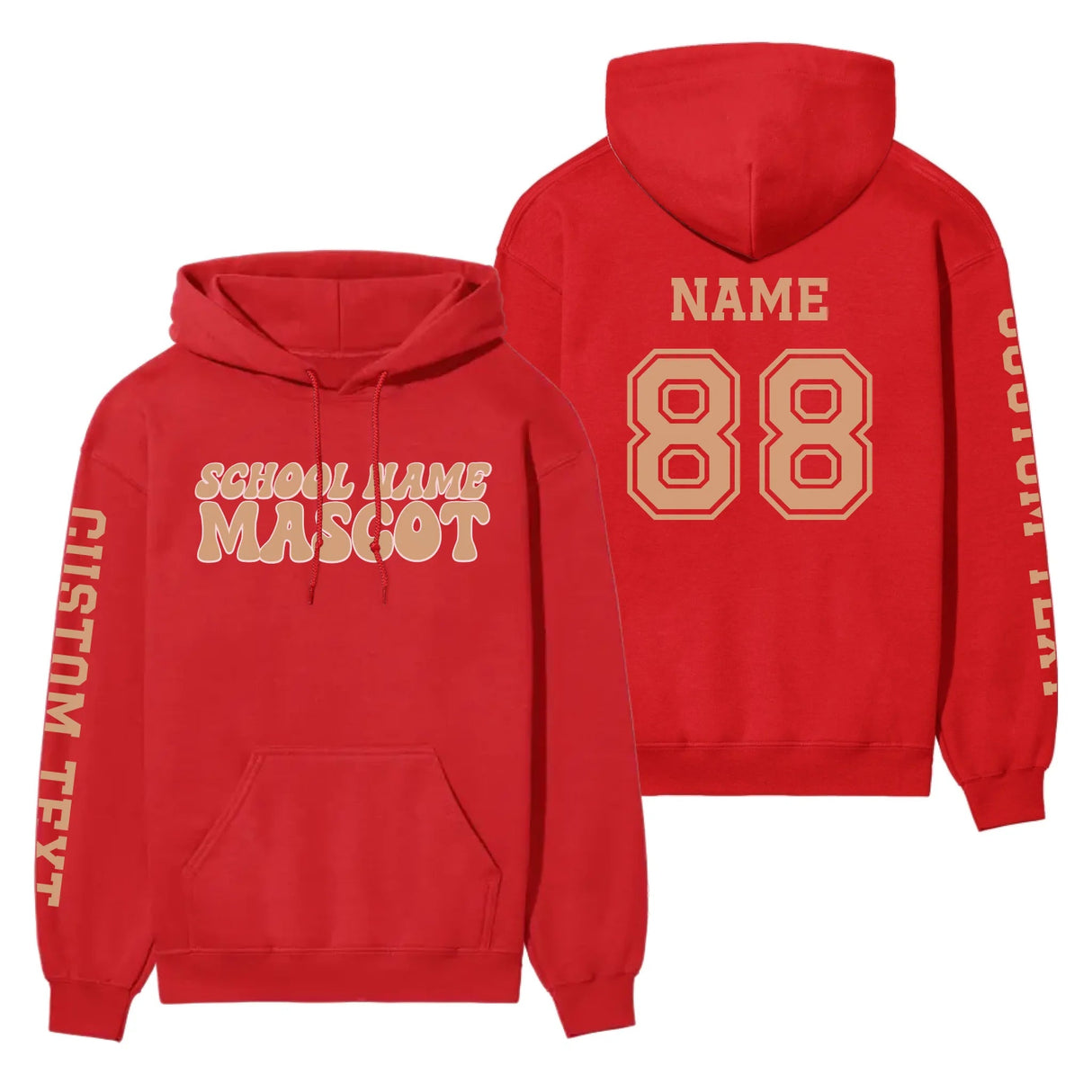Custom School Spirit on a Hoodie With School and Mascot Name With Retro Design on a Hoodie