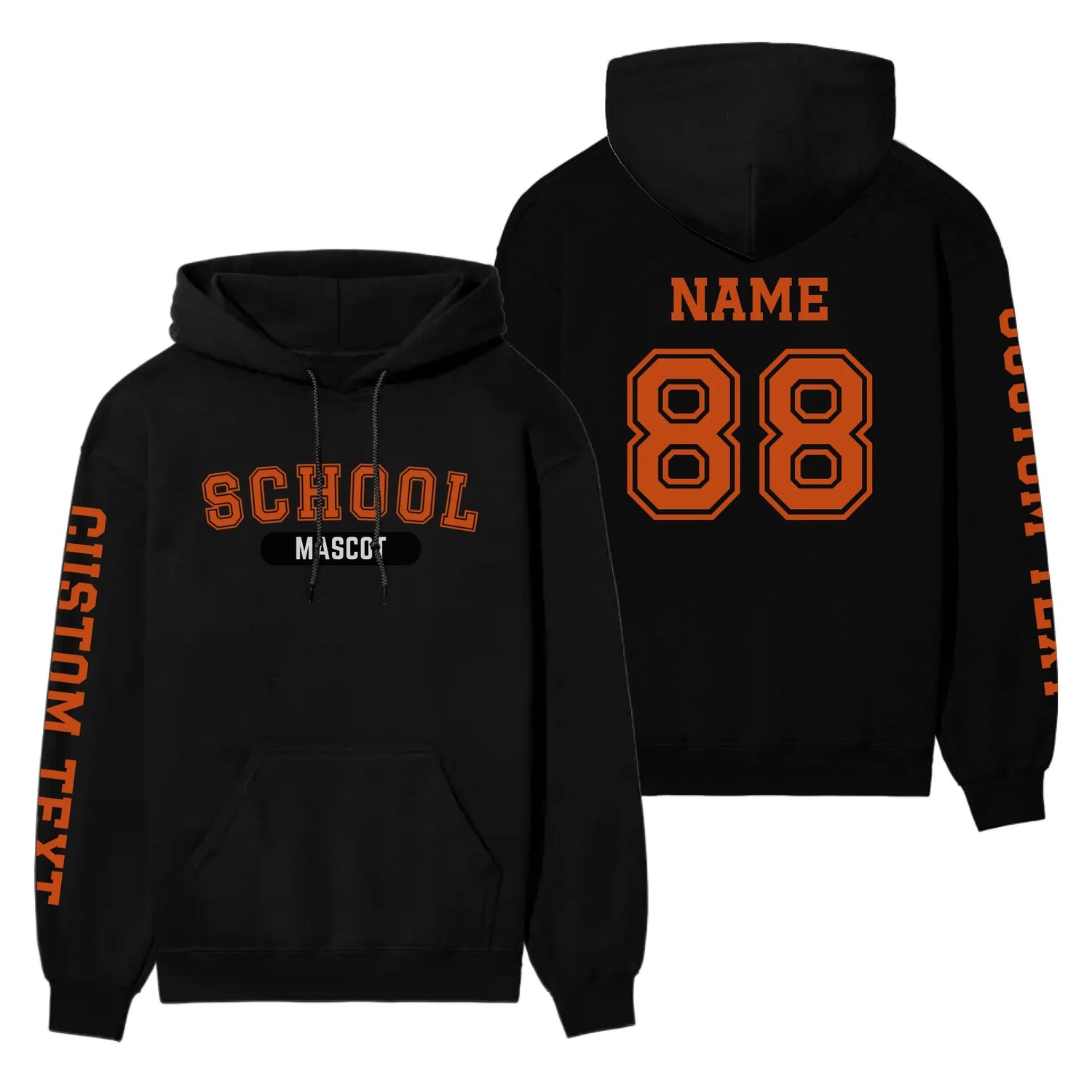 Custom School Spirit on a Hoodie With School and Mascot With Classic Design on a Hoodie
