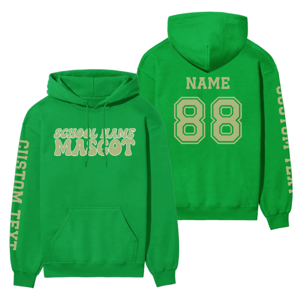Custom School Spirit on a Hoodie With School and Mascot Name With Retro Design on a Hoodie