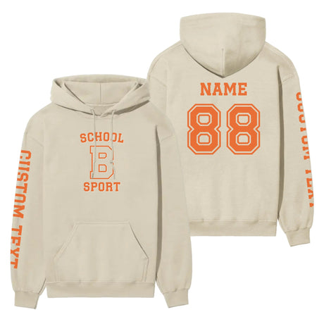 Custom School Spirit on a Hoodie With School, Initial & Sport Name With Collegiate Letter Design on a Hoodie