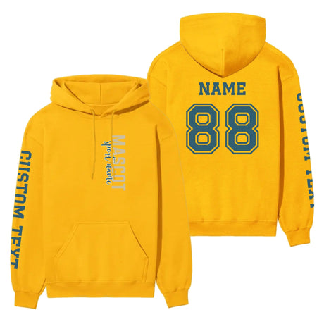 Custom School Spirit on a Hoodie With Mascot & Sport Name With Modern Vertical Design on a Hoodie