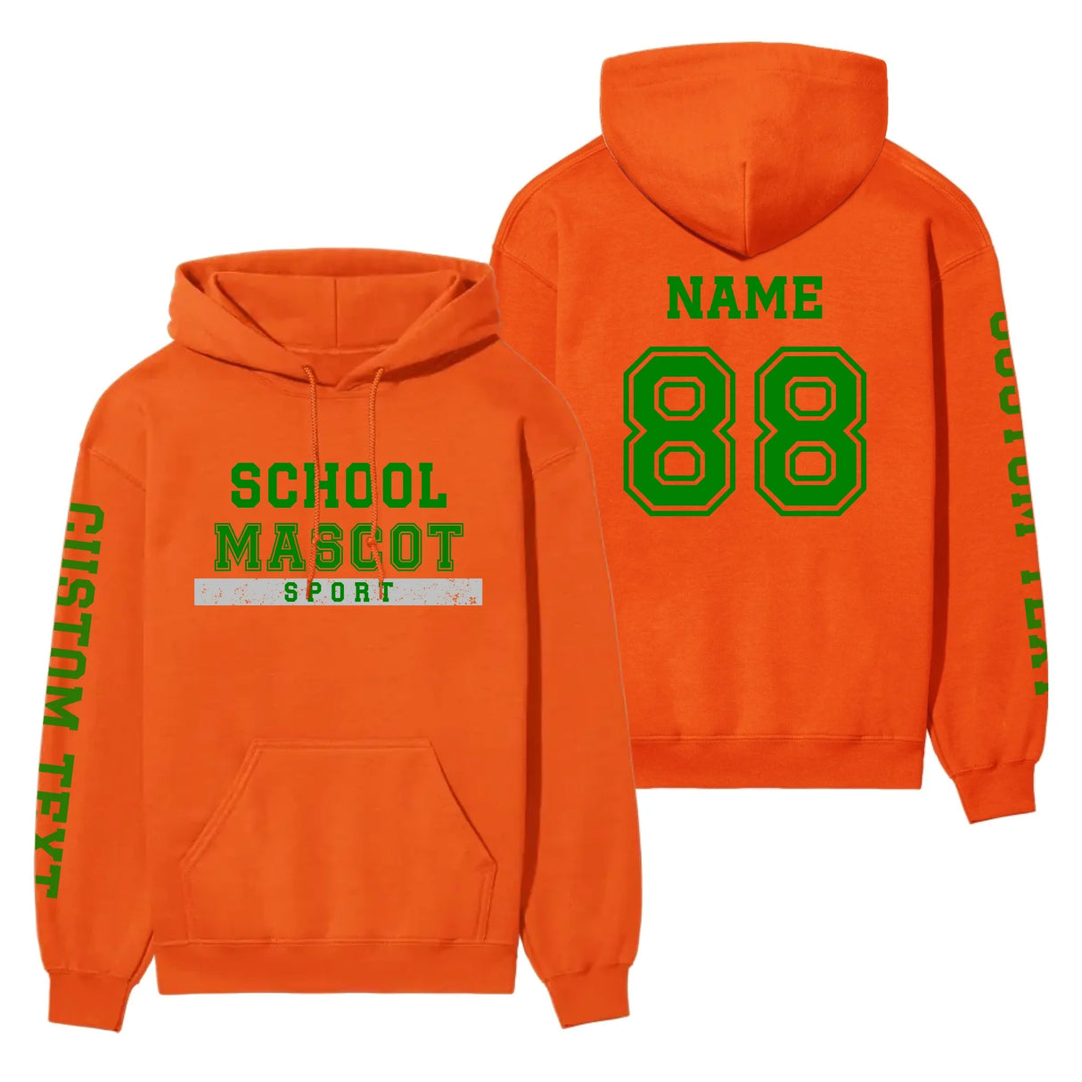 Custom School Spirit on a Hoodie With Mascot & Sport Name With Bold Varsity Design on a Hoodie