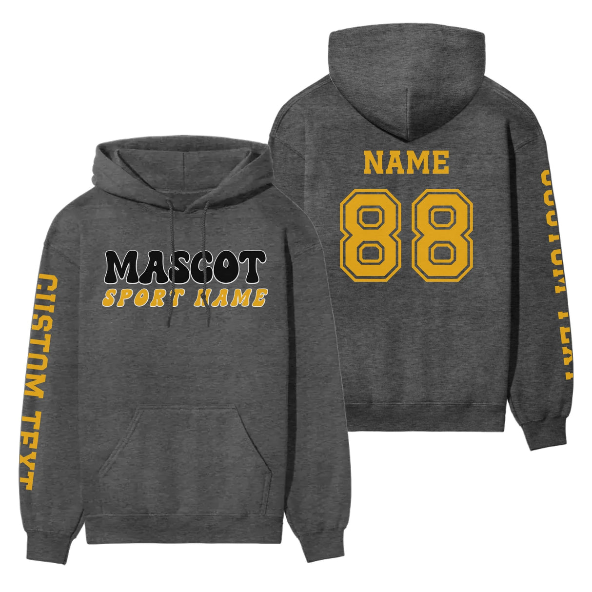 Custom School Spirit on a Hoodie With Mascot and Sport With Retro Design on a Hoodie