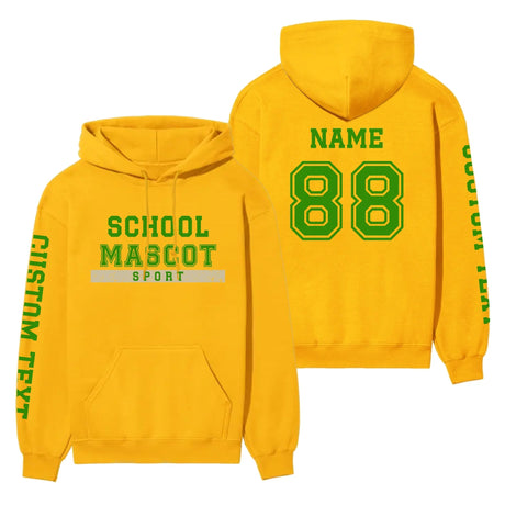 Custom School Spirit on a Hoodie With Mascot & Sport Name With Bold Varsity Design on a Hoodie