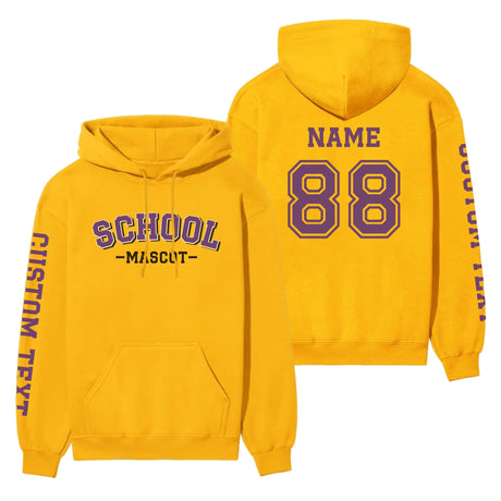 Custom School Spirit on a Hoodie With School and Mascot Name With Classic Arch Design on a Hoodie
